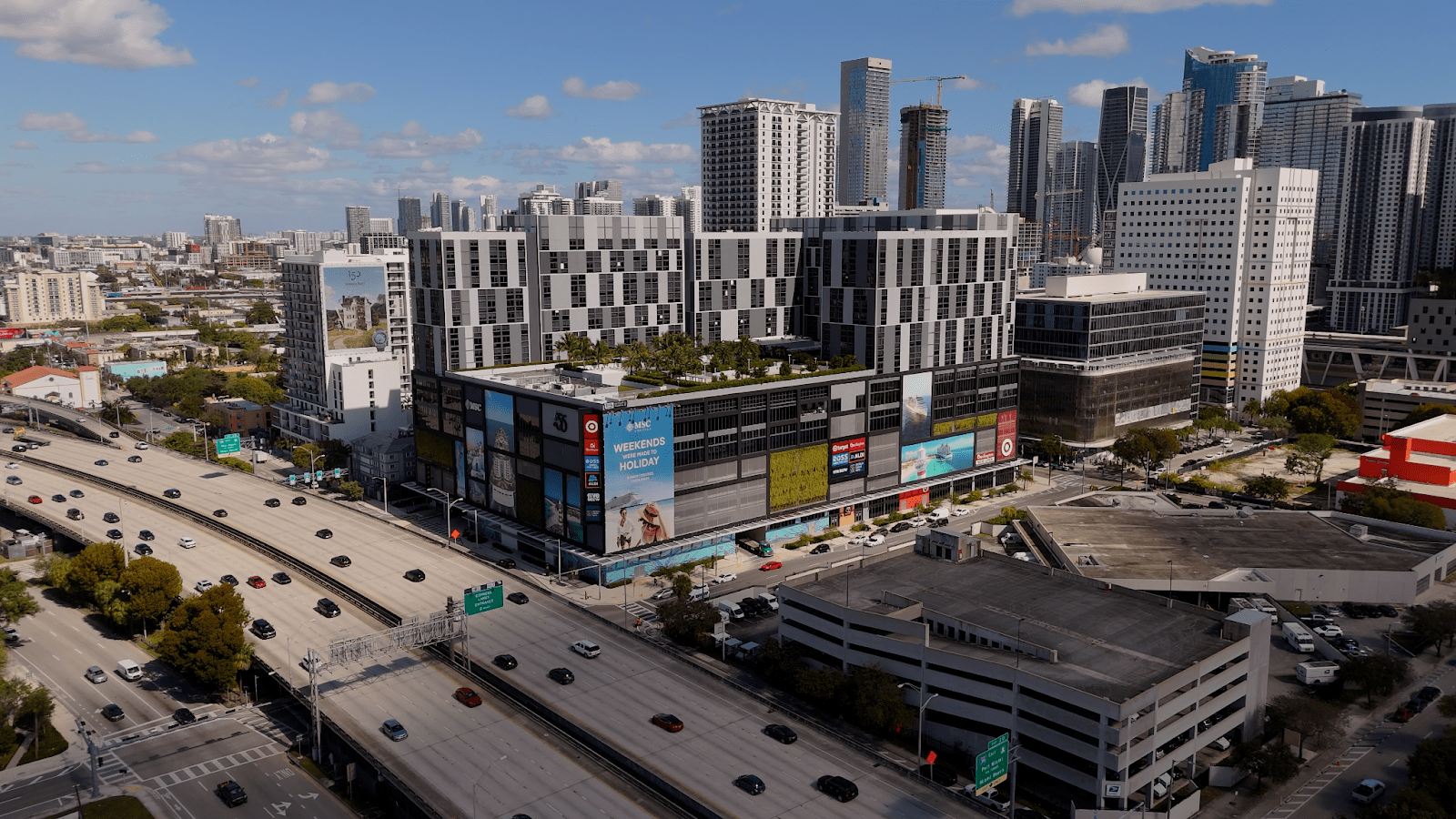 An aerial image of the exterior of the MSC Group’s North American Cruise Division headquarters in Miami, Florida.