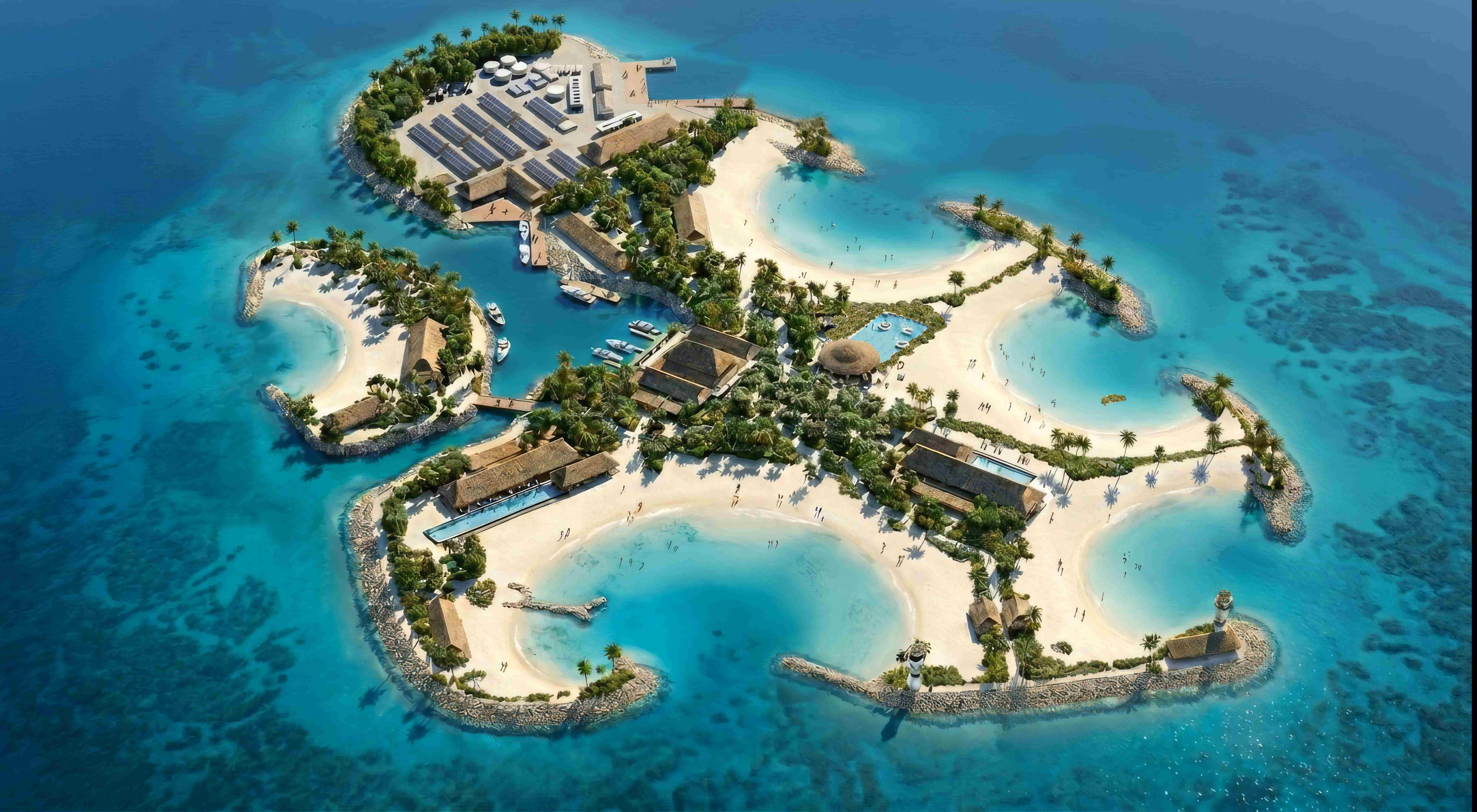 An aerial view of the MSC Group’s new private island, Sandy Cay.